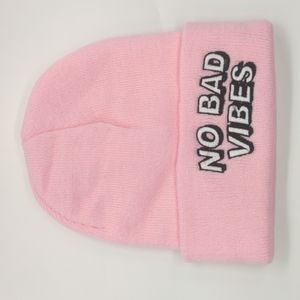 New Pink No Bad Vibes Beanie,